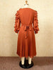 Women Vintage Elegant Pleated A Line Midi Dress with Ruffle Sleeves Stand Collar Rhinestone Stylish Formal Evening Party Outfits