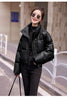 Solid Color Windproof Cropped Puffer Jacket Women Winter Thick Short Coat Warm Coat Fluffy Parka Vintage Tops Women's Clothing