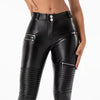 High Waist Faux Leather Moto Pants Women Punk Bodycon Stretchy Slim PU Trousers Streetwear Hip Pop Zip Pants Clubwear Custom