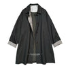 Retro Patchwork Stripes Women's Mid-Length Polo Collar Single-Button Coat Spring Korean Style Oversize Coats