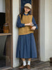 Long Sleeve Striped Long Sleeve Loose Vintage Spring Autumn A Line Dress Lady Work Dress Women Casual Midi Dress J404