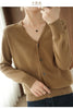 100% Cotton Women's Long Sleeve Top V-neck Coat Knitwear Cropped Coat Cardigans Sweaters Solid Casual 202