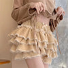 Autumn Winter Warm Lolita Safety Short Pants Women Sweet Chic Plush Bloomers Japanese Y2k Lace Bow Knickers Harajuku Cute Shorts