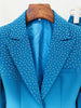 High Street S/S Career Designer Suit Set Women's Elegant Single Button Diamonds Beaded Blazer Pants Suit
