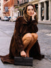 Women's Vintage Brown Suede Trench Coat Long Belted Overcoat Retro Windbreaker Female Date Commuter Streetwear Outerwear