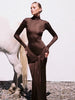 Turtleneck Long Sleeve Maxi Dress For Women Irregular Bodycon Long Dress Femme Temperament Evening Dress