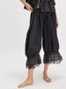 Women's Y2K Loose Fit Bloomers Cropped Pants Drawstring High Waist Floral Lace Patchwork Calf-Length Lantern Trousers