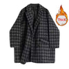 Houndstooth Faux Wool Jacket Women Korean Loose Elegant Double Breasted Suit Overcoat Winter Thick Warm Blend Outerwear