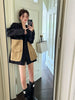 Original Design Blazer Women Loose Spliced Pocket Korean Shrug Notched Single Breasted Blazer Mujer Femal with Belt