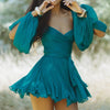 Sexy V-Neck Women Long Sleeve Mini Dress Stylish Hollow Out Lace Up Pleated Vestidos Casual Holiday Waist Tight Slim Solid Dress