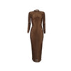 Turtleneck Skinny Women Dresses Sexy Skirt Long Sleeve Bodycon Sexy Streetwear Party Club Hollow out Long Dress