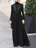 Women's Elegant Blazer Jacket Solid Black Slim Long Sleeve Extra-Long Splited Blazer Coat Female Formal Outerwear