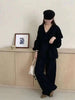 Women's Knit 2 Piece Set Lace-up Gathered Wast Cardigan Coats High Waist Wide Leg Pants Winter 26C1023