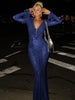 Sexy See Through Dress Women V-Neck Ruched Button Leopard Lace-Up Flare Sleeve Elegant Evening Stretch Slim Bodycon