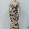 Women Chic Vacation Outfits Leopard Print Sheer Chiffon Shirt Casual Turn-down Collar Mini Dress & Detachable Scarf
