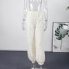 Loose Fit Lace Pants Women's Elastic High Waist Lounge Trousers Spring Lady Bohemian Casual Bottoms