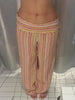 Colorful Striped Wide Leg Trousers Women Bohemian High Waist Multi-color Panelled Slim Straight Pants Lady Beachwear