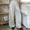 Autumn Women Hip Hop Style Baggy High Waisted Long Pants Lady Versatile Streetwear Solid Color Drawstring Wide Leg Trousers