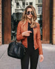 Autumn and Winter Women's Large Size Leather Jacket Solid Color Slim Street Elegant Versatile Top PU Suit Jacket