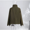 Women Reversible Double Sided Jacket Coat Stand Collar Plaid Loose Fit Warm Coats Casual Office Work Outerwear Spring