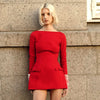 Bows Splice Long Sleeve Mini Dress Elegant Office Woman Solid Bodycon Club Party Dresses Autumn High Waist