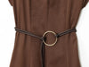 Zerains Autumn women's clothing temperament casual style lace up decoration lapel with belt Midi dress