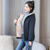 Add Velvet Padded Coat Women Winter Hooded Outerwear Ladies Warm Cotton-Padded Jacket Overcoat Short Female Top