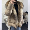 White Duck Down Jacket Winter Women Warm Loose Coat Natural Real Fox Fur Collar Thick Outerwear Parkas