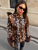 Dalmatian Faux Fur Jackets Women Lapel Collar Single Breasted Slim Fit Long Sleeves Coats Lady Autumn Street Outwear