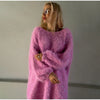 Women Sequined Fluffy Knit Cardigan Zip Up Stand Collar Loose Long Sleeve Sweater Jacket Autumn Party Casual Outerwear