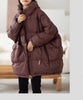 Lagabogy Winter Women White Duck Down Jacket Casual Loose Over Size Warm Parka Female Drawstring Hooded Puffer Coat