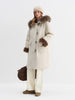 Women's Fur-Lined Down Parka with Wool Blending Mid-Length Winter Jacket for Winter Long Hooded Jacket