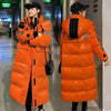 Black Glossy Parker Female Warm Winter Thicken Down Cotton Jacket Windproof Rainproof Women's Hooded Coat Casual Long Overcoat