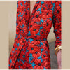 Geometric Printed Blazer Jacket Pants Sets Women Shoulder Pads V Neck Lace Up Full Sleeve Jackets Flare Pant Lady Outfit