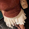 Layered Chiffon Skirt Shorts Ladies Mini High Waist Lace-Up Culottes Female Ruffle Beige Skirts Fairycore Culottes