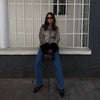 Women Leopard Print Stand Collar Waist Cinched Faux Fur Short Coat Fluffy Cuff Outerwear Winter Ladies Warm Furry Jacket