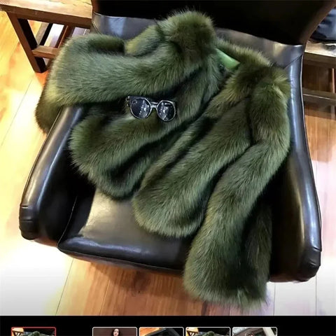 Korean Ladies Solid Color Plush Outwear Femme Short Fur Tops Jacket Winter Thicken Women Long Sleeves Faux Fur Coat