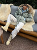 Thicken Coat Women Faux Fur Hood Collar Waist Belted Female Short Parka Jacket Winter Warm Zippers Lady Outerwear