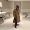 Elegant Double Belt Women Windbreaker Casual Khaki Long Sleeve Lapel Button Female Jacket Autumn Winter Lady Streetwear