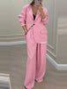 Spring Autumn Women'S Long-Sleeved Suit Set Jacket Casual Wide-Leg Pants Suit Set Women Blazer Casual Two Peice Sets