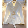 Women Blazer Coat Autumn Long Sleeve Single Breasted Belt Pocket Elegant Office Ladies Suit Jacket Lady Outerwear Tops
