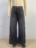 Women's Casual Loose Straight Denim Pants with Five-Pointed Star Design