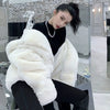 Coat Women's Autumn and Winter Loose Plush Faux Rabbit Fur Hooded Cardigan Women Casual Medium Length Fur Coat