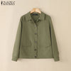 Women Casual Jackets Autumn Turn-Down Collar Long Sleeve Button Up Outerwear Solid Color Commuting Work Wear Tops