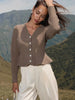 and Elegant Sweater Coat Autumn and Winter Design Sense Temperament Slim Short V-neck Women's Knitted Cardigan