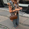 Printed Faux Fur Splicing Jacket Autumn Winter V-neck Slim Waist Cinched Full Sleeve Cropped Coat Women's Outwear
