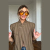 Chic Plaid Women's Blazer Jacket Stand Collar Full Sleeve Single Button Female Coats Spring Casual Commute Lady Outwear