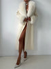 Women's Solid Color Lace Up Fur Collar Woolen Overcoat Bathrobe Style Long Loose Coat Advanced Atmosphere Autumn Winter Overwear
