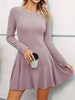 Women's V-Neck Knit Dress - Long Sleeve Swing Mini Dress, Elegant Bodycon Short Dress