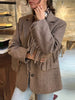 Elegant Women Blazer Coat Turn down Collar Full Sleeve Tassel Solid Thick Warm Jacket Female Spring Office Lady Outwear